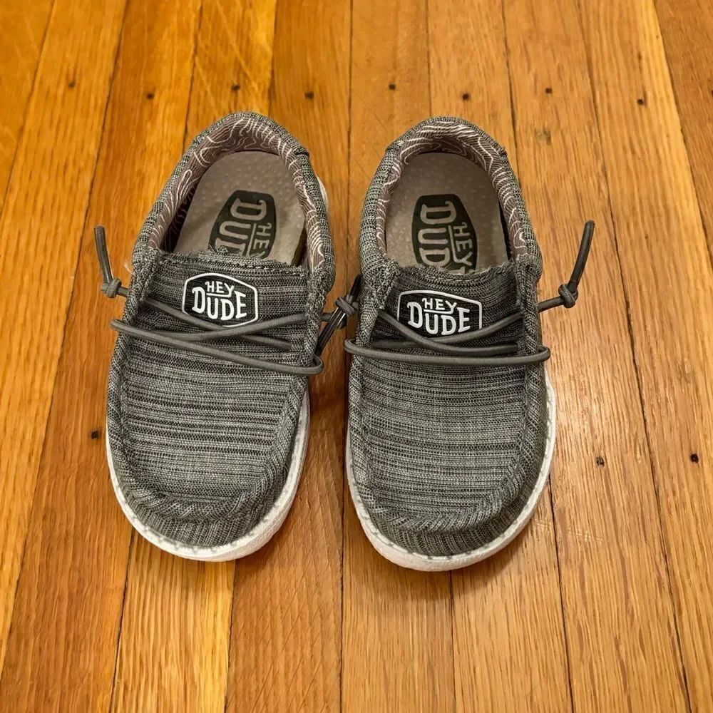 Hey Dude Wally Toddler Blend Linen Grey Slip On Shoes NWOT.